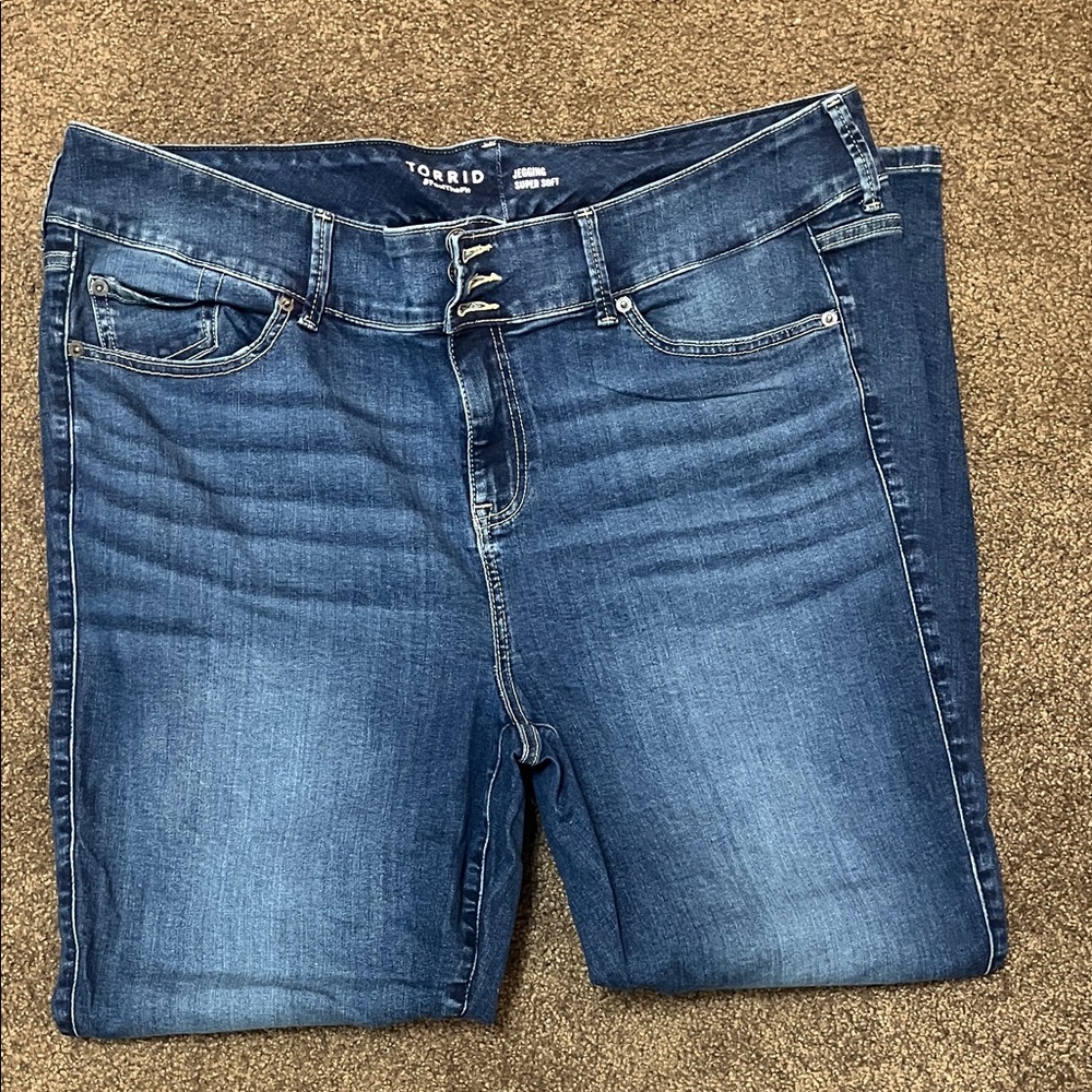 Torrid Indigo Jeggings with Button Detail